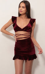 Madison Ruffle Set In Velvet Wine