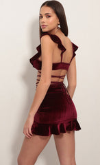 Madison Ruffle Set In Velvet Wine