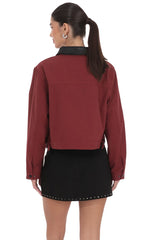 Two-Toned Collar Jacket in Burgundy