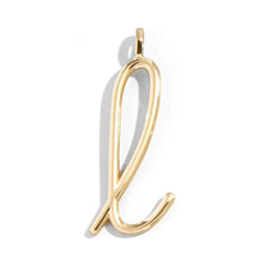 Custom Gold Enamel Script Letter Charm - L