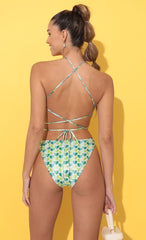 One Piece Swimsuit in Green Heart