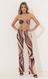 Three Piece Set in Brown Swirl