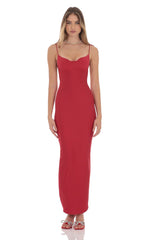 Back Slit Maxi Dress in Red