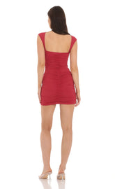 High Neck Open Back Dress in Red