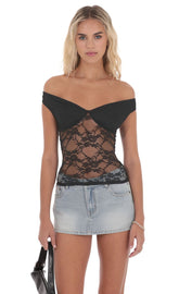 Off Shoulder Lace Top in Black