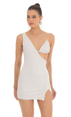 Shimmer Bust Cutout Dress in White