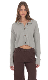 Cable Knit Cardigan in Gray
