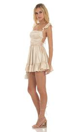 Fit and Flare Dress in Champagne