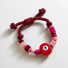 Bright Eyed Beaded Bracelet - Red