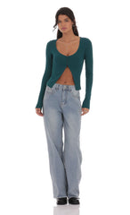 Ribbed Fly Away Top in Teal
