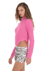 Turtleneck Knit Jumper in Pink