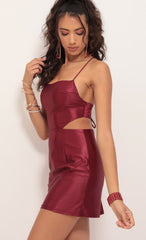 Cutout Satin Dress in Merlot
