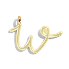 Custom Butter Yellow Enamel Script Letter Charm - W