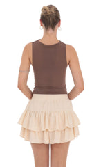 Dotted Ruffle Skort in Beige