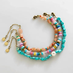 Brooke Semi-Precious Waterproof Anklet Set - Bright Multi