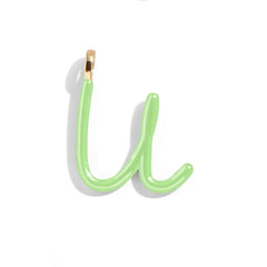 Custom Matcha Green Enamel Script Letter Charm - U
