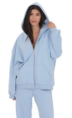 Oversize Zip-Up Hoodie in Light Blue