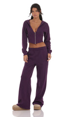 Cropped Pointed Hoodie in Purple
