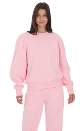 Lucy Oversized Cropped Crewneck in Pink