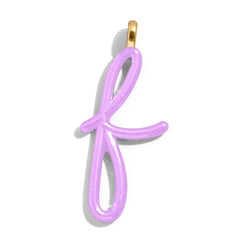 Custom Lilac Enamel Script Letter Charm - F