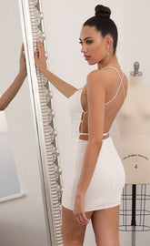 Cowl Neck Velvet Dress in White Velvet