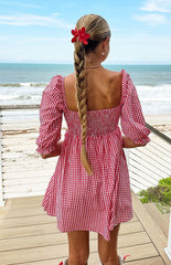 Rubi Red Gingham Babydoll Mini Dress