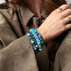 Darcy Semi-Precious Beaded Bracelet Set - Blue