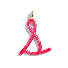 Custom Cherry Red Enamel Script Letter Charm - S