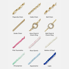 Cluster Charm Necklace Chain - Gold Ball Chain