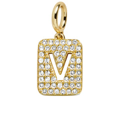 Block Pavé Initial Cluster Charm - V