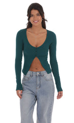Ribbed Fly Away Top in Teal