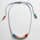 Custom Block Letter Semi-Precious Paracord Necklace - Light Blue