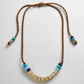 Custom Block Letter Semi-Precious Paracord Necklace - Brown