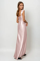 Fatos Sleeveless Rhinestone Satin Maxi Dress