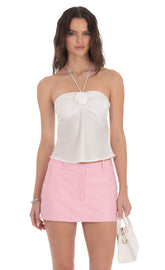 Faux Leather Skort in Pink