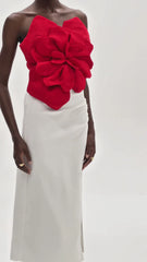 Amiri Flower Off Shoulder Top In Red