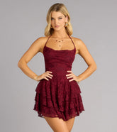 Flirt First Lace Tiered Skater Dress