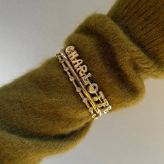 Bubble Letter Custom Cuff Bracelet - Gold