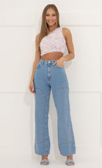 One Shoulder Top in Purple Swirl