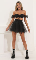 Baby Doll Two Piece Set in Black Dots