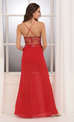 Lace Maxi Dress in Red and Gold