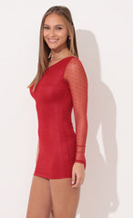 One Shoulder Cutout Dress in Red