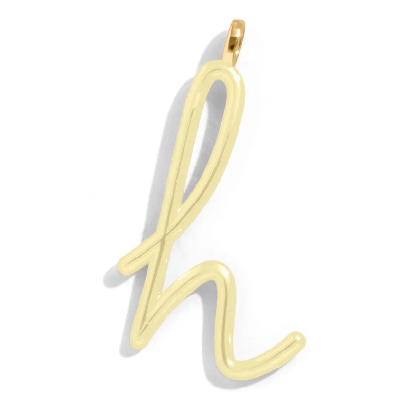 Custom Butter Yellow Enamel Script Letter Charm - H