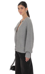 Braid Cable Knit Cardigan in Gray