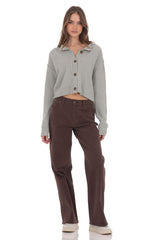 Cable Knit Cardigan in Gray