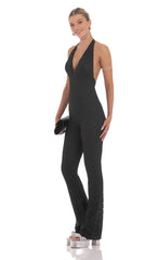 Lace Halter Jumpsuit in Black