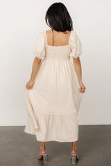 Poppy Midi Dress | Natural + Off White