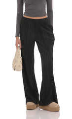 Pleated Straight Pants in Black