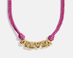 Bubble Letter Custom Paracord Necklace - Hot Pink