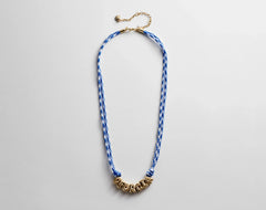 Bubble Letter Custom Paracord Necklace - Blue/White